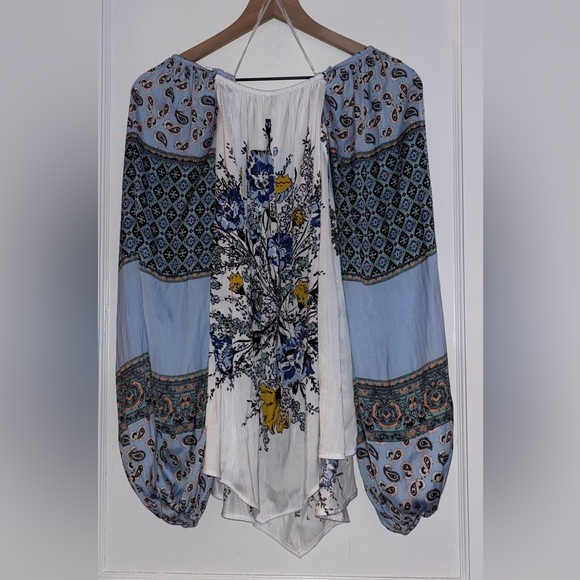 Free People Positano Printed Peasant Top - Picture 5 of 9